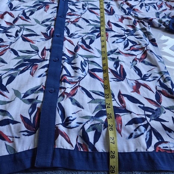Cubavera Button-Front Watercolor Leaf Print Camp Shirt - Picture 6 of 9